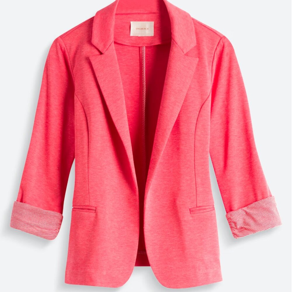 Skies Are Blue Women's Pink Open-Front Blazer